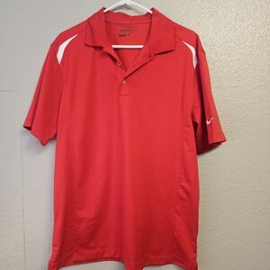 Nike Golf Performance Polo Shirt Mens Large Red DriFit Athletic Golf Shirt CC663